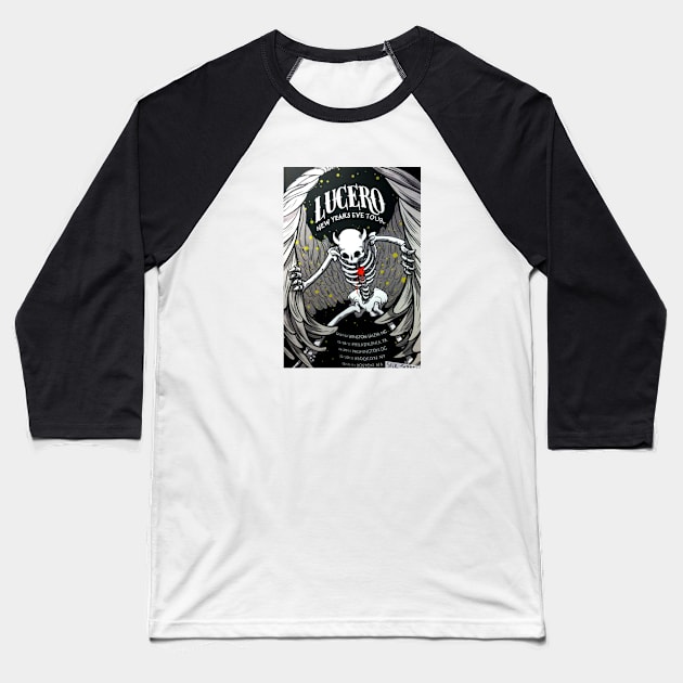 Lucero Band New Year's Eve Tour Skull Angel Baseball T-Shirt by tinastore